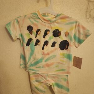 Grayson x Barbie girls' tie-dye t-shirt and shorts outfit set